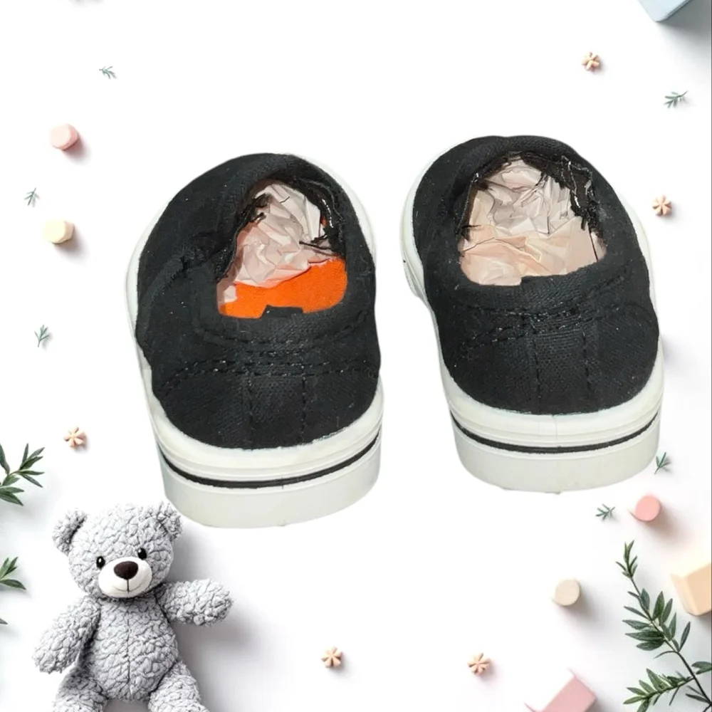 Garanimals Black Canvas w White Rubber Outsoles Loafer Shoes Infant Boy Size 3